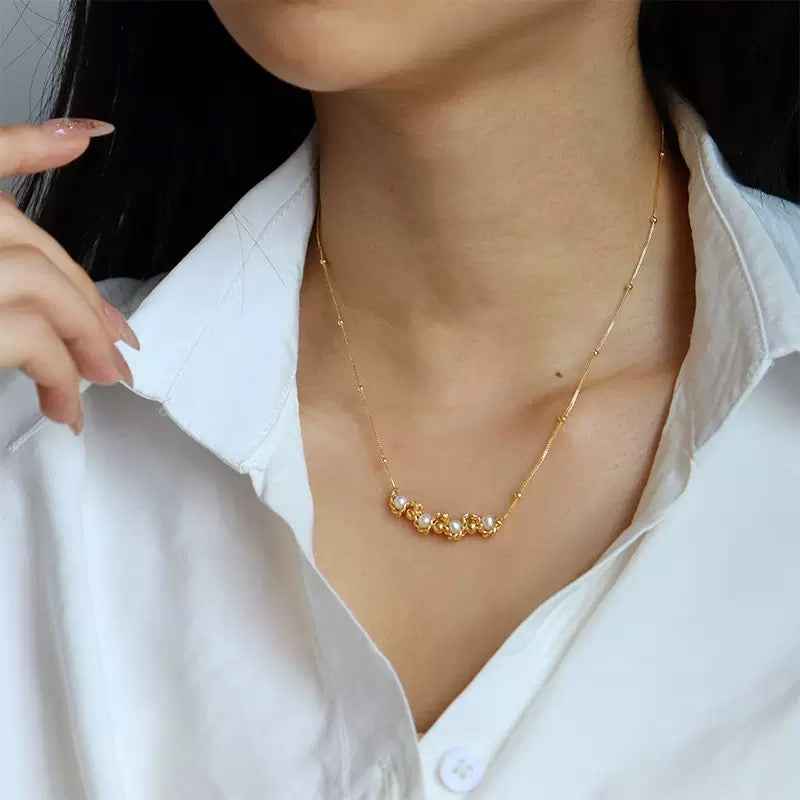 Elevate Your Style with the Freshwater Pearl Twist Necklace | 18K Gold Plated Elegance