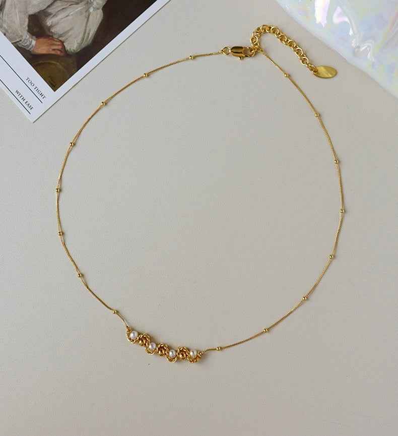Elevate Your Style with the Freshwater Pearl Twist Necklace | 18K Gold Plated Elegance