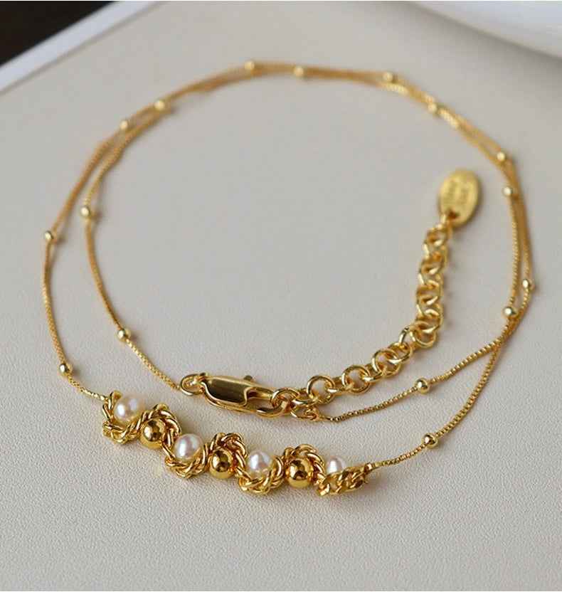Elevate Your Style with the Freshwater Pearl Twist Necklace | 18K Gold Plated Elegance
