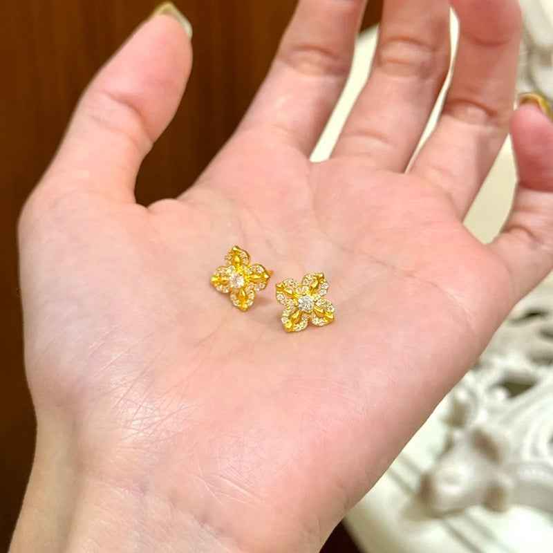 Elevate Your Elegance with Our Gold Floral Stud Earrings