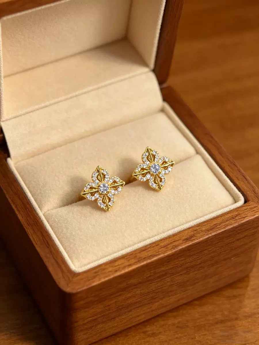 Elevate Your Elegance with Our Gold Floral Stud Earrings