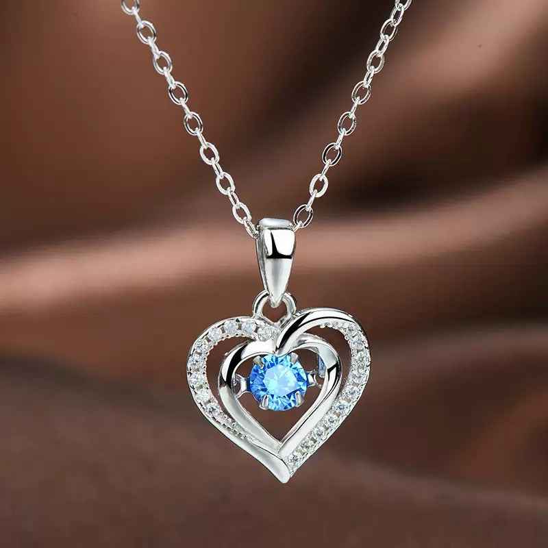 Heart of the Ocean Necklace | S925 Sterling Silver Zircon Heart Pendant