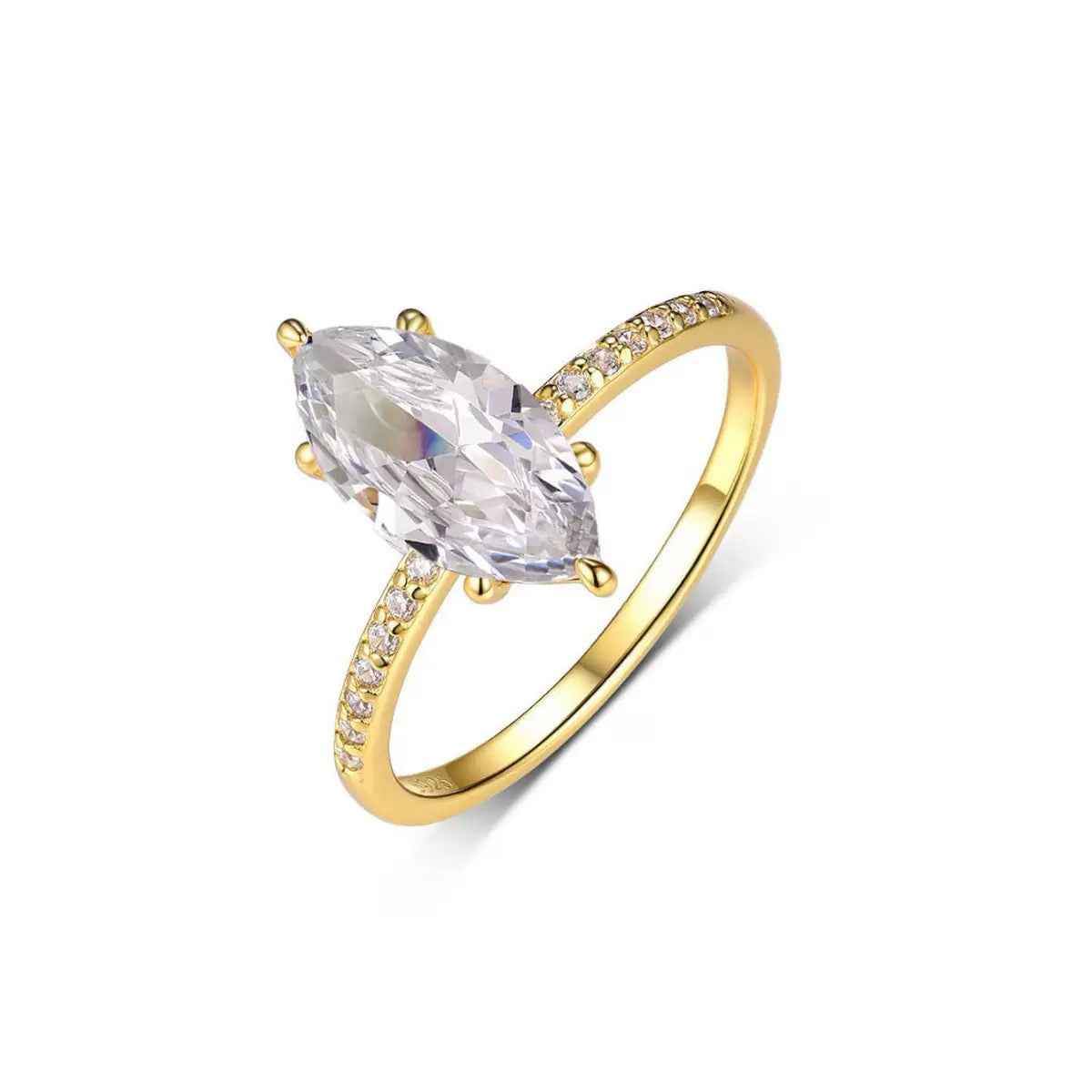 2 Carat Marquise-Cut Moissanite Ring in 18K Gold-Plated Sterling Silver