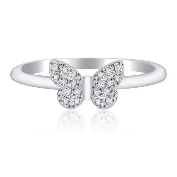 Micro-Set CZ Butterfly Ring | 925 Silver-Plated Copper