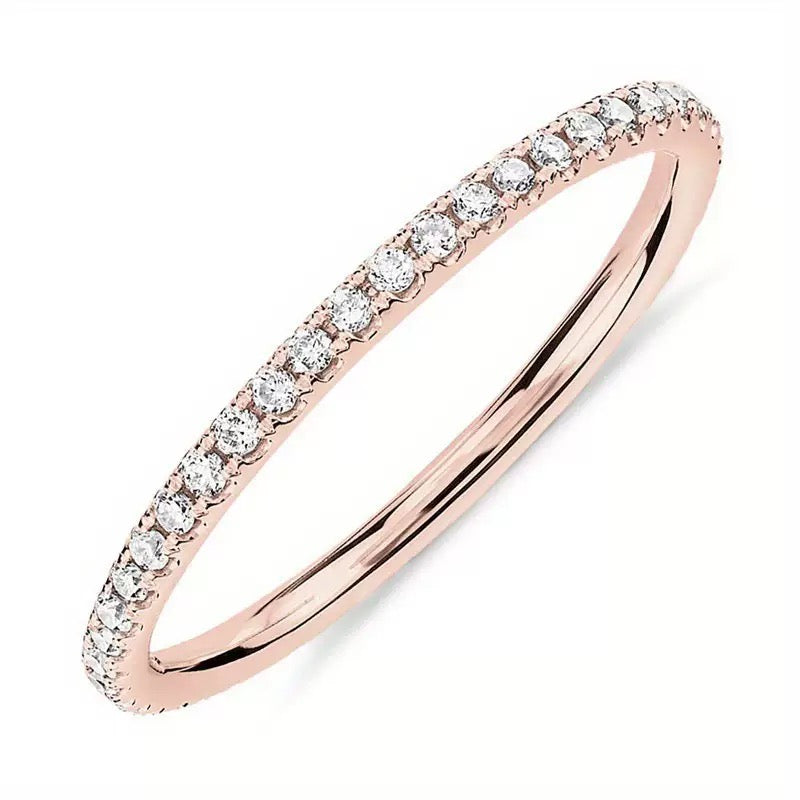 Minimalist Single-Row Zircon Ring | Gold, Silver & Rose Gold