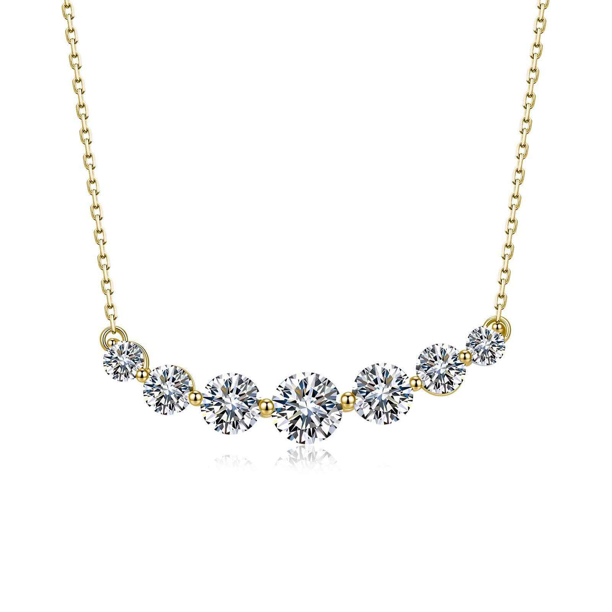S925 Sterling Silver Smile Necklace, 2.2 CTW D-Color VVS1 Full Moissanite Bar Necklace