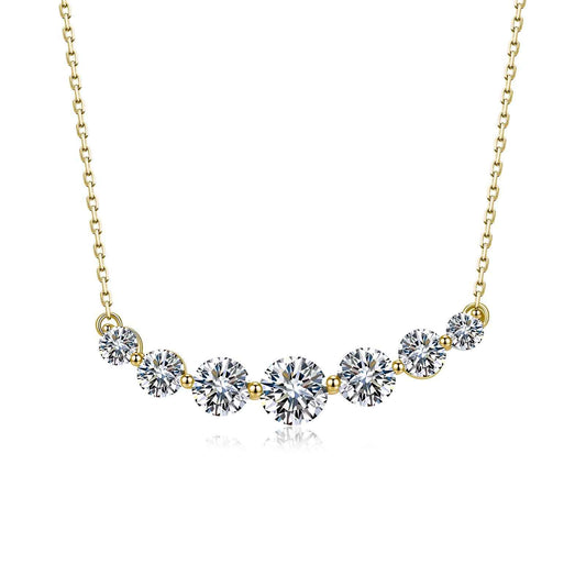S925 Sterling Silver Smile Necklace, 2.2 CTW D-Color VVS1 Full Moissanite Bar Necklace
