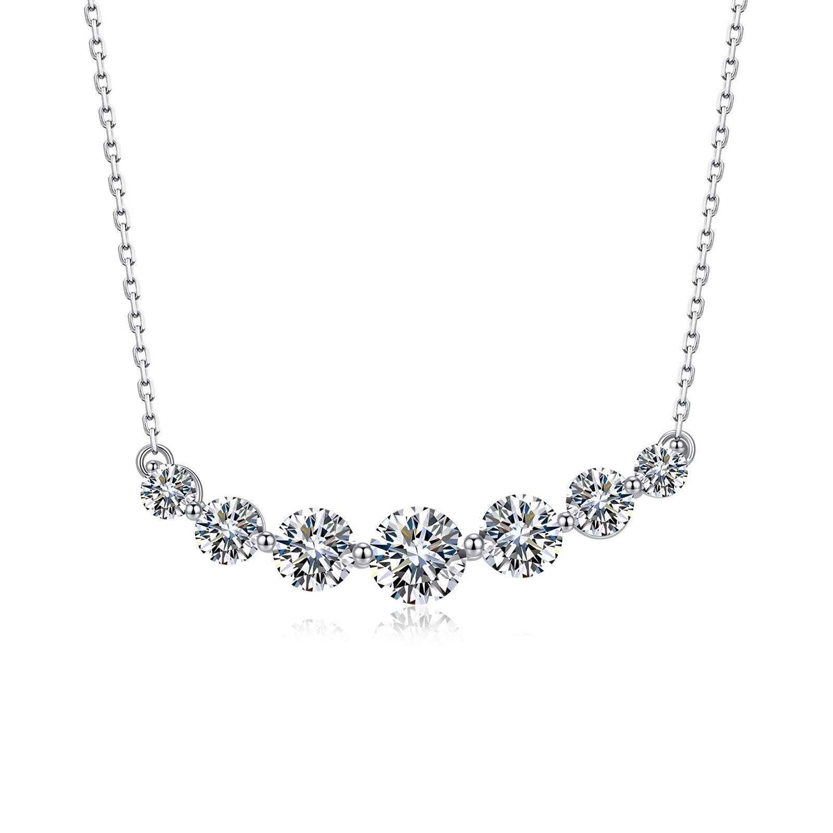 S925 Sterling Silver Smile Necklace, 2.2 CTW D-Color VVS1 Full Moissanite Bar Necklace