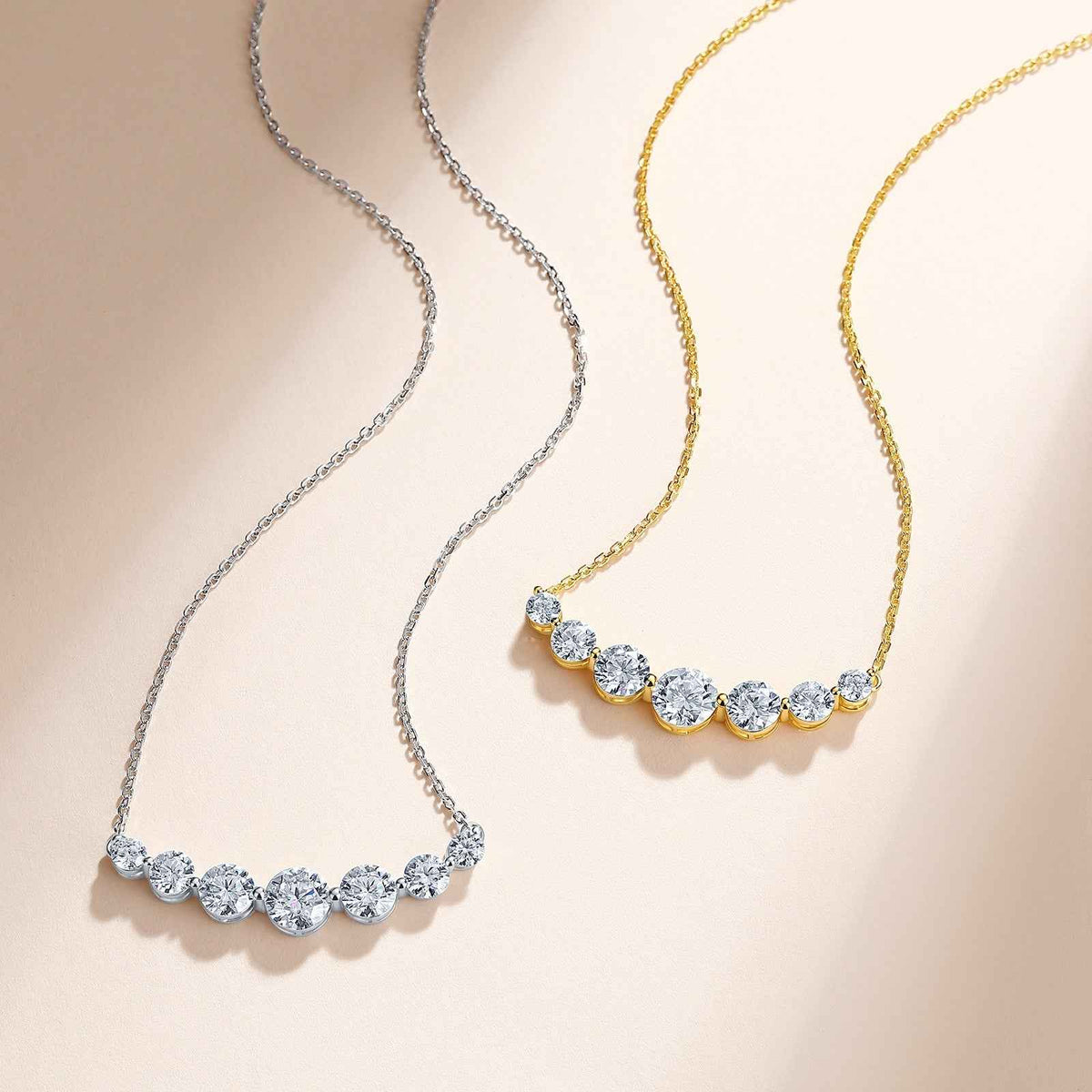 S925 Sterling Silver Smile Necklace, 2.2 CTW D-Color VVS1 Full Moissanite Bar Necklace