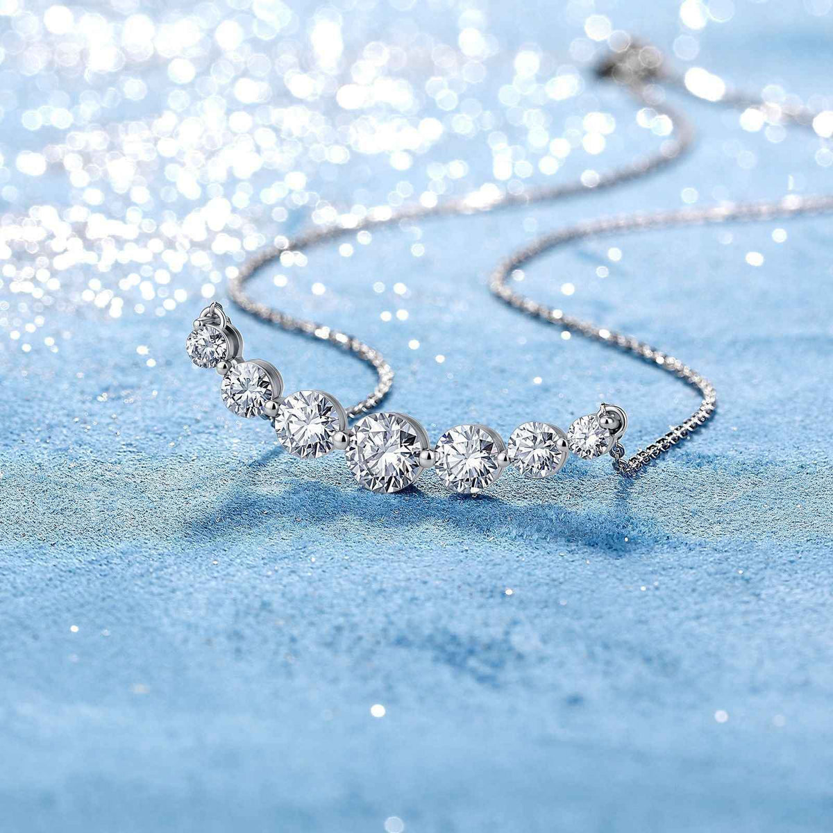 S925 Sterling Silver Smile Necklace, 2.2 CTW D-Color VVS1 Full Moissanite Bar Necklace