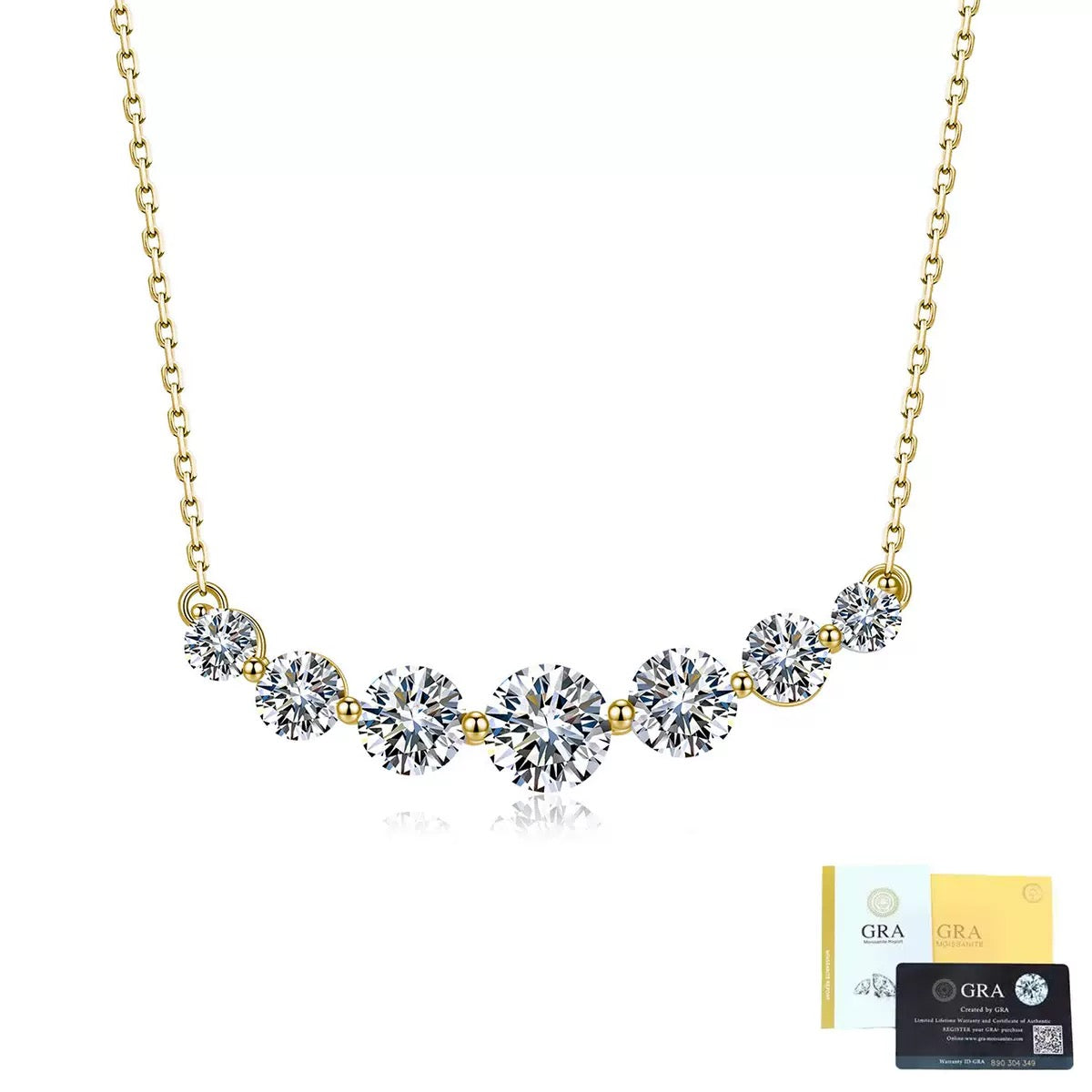 S925 Sterling Silver Smile Necklace, 2.2 CTW D-Color VVS1 Full Moissanite Bar Necklace