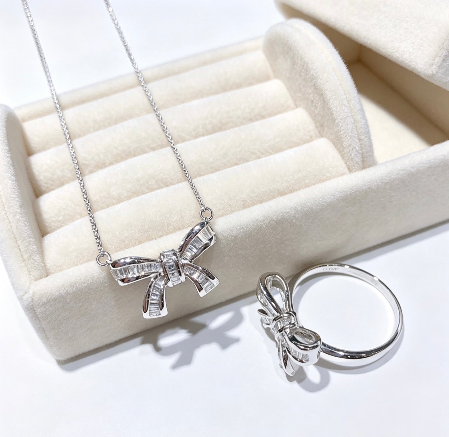 Elevate Your Style with the Bow-Knot Zircon Jewelry Set: Ring, Necklace & Stud Earrings