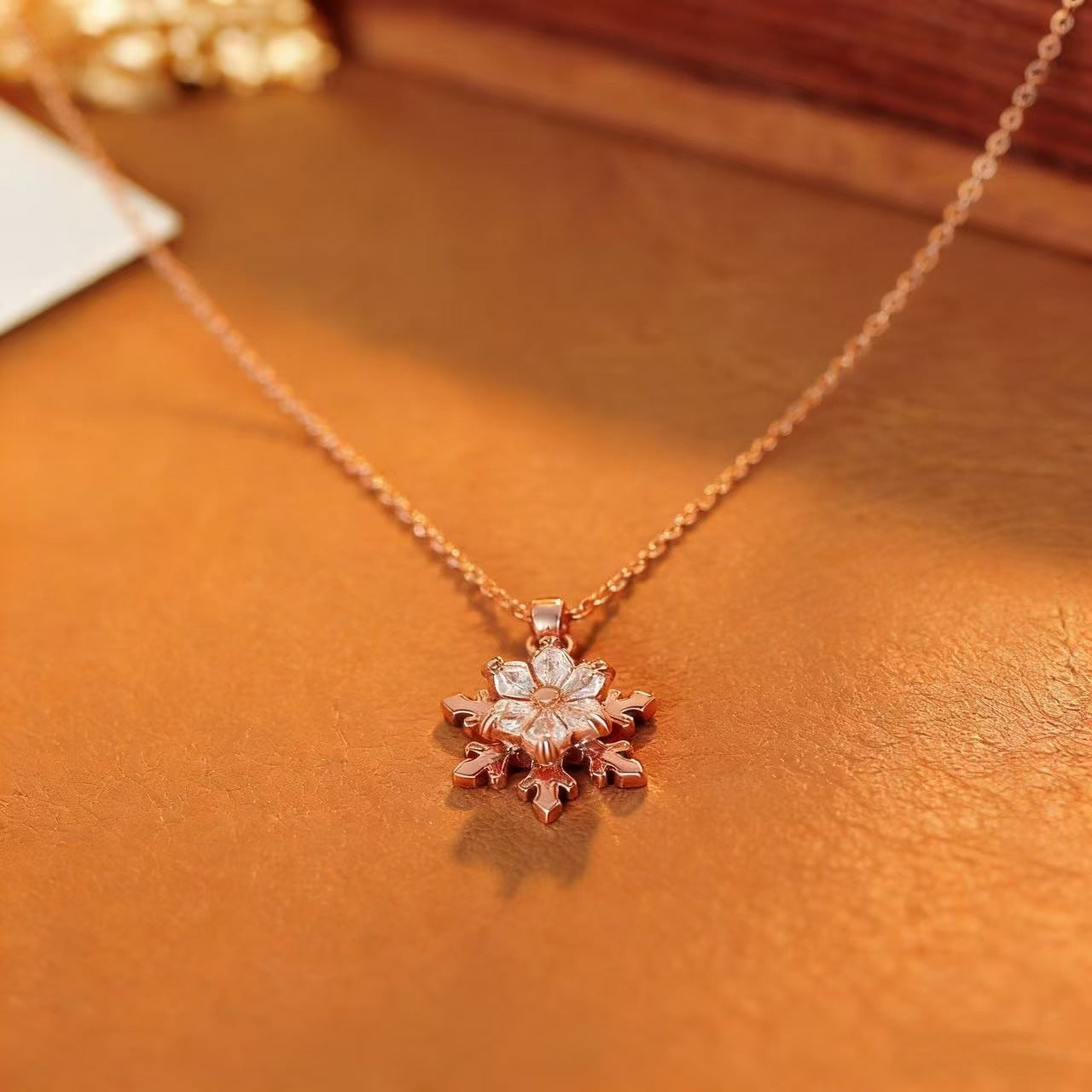 Vintage Snowflake 18K Gold Plated Pendant Necklace