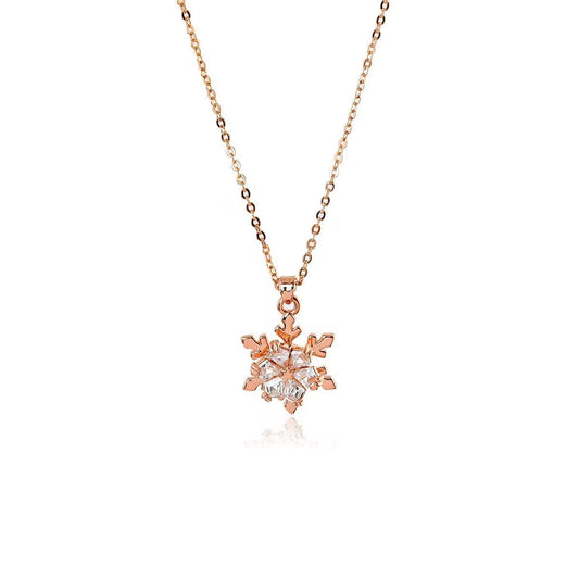 Vintage Snowflake 18K Gold Plated Pendant Necklace