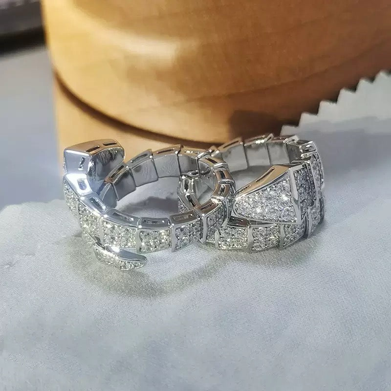 Wide-Band Snake Chain Ring | Electroplated Copper & Zircon