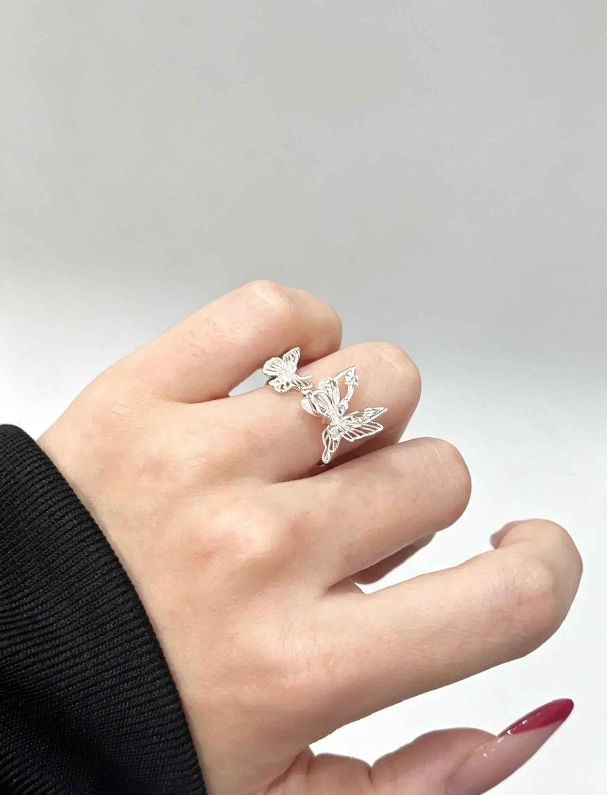 Elegant Silver Plated Cat's Eye Butterfly Ring - A Touch of Whimsy for Every Occasion