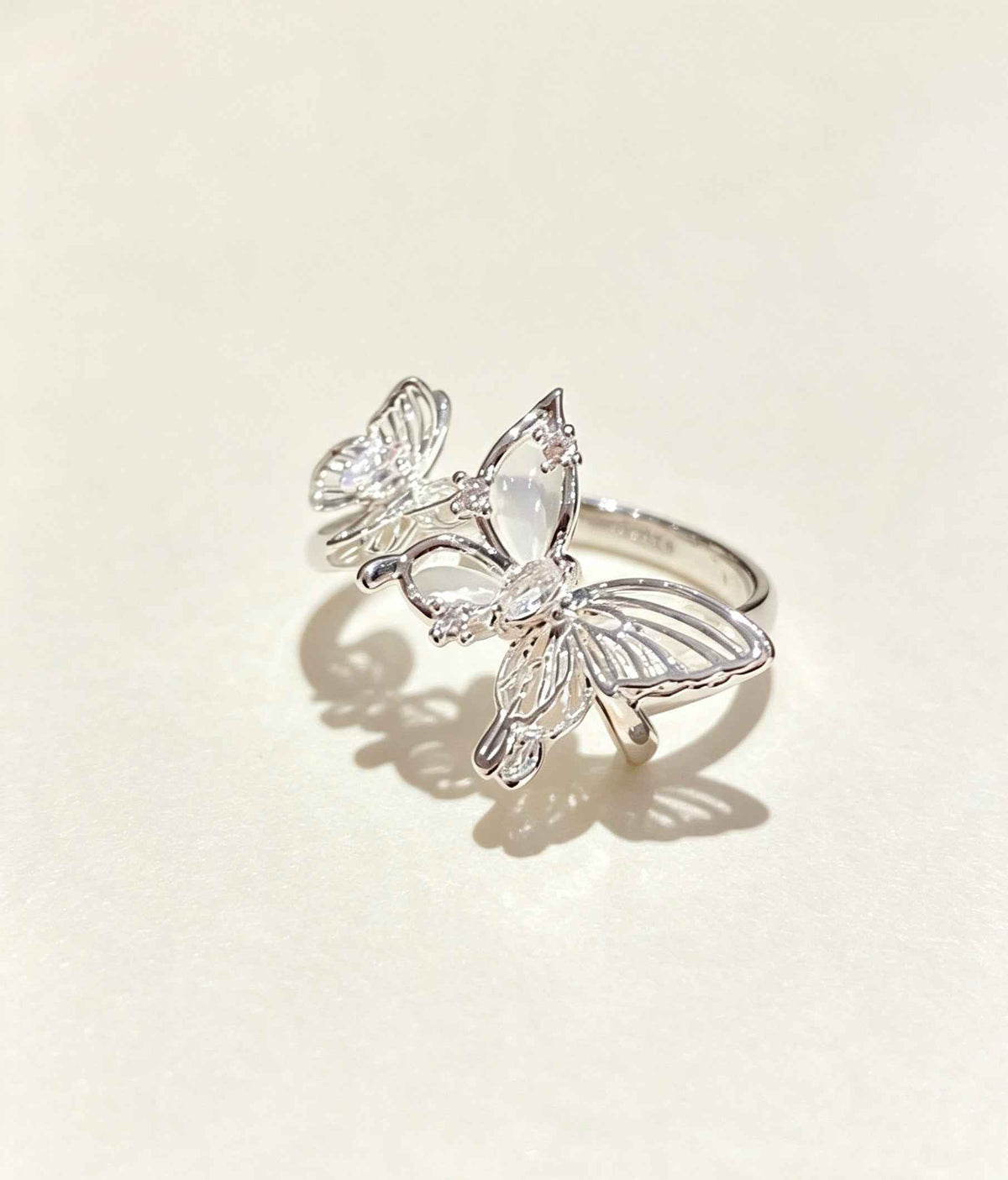 Elegant Silver Plated Cat's Eye Butterfly Ring - A Touch of Whimsy for Every Occasion