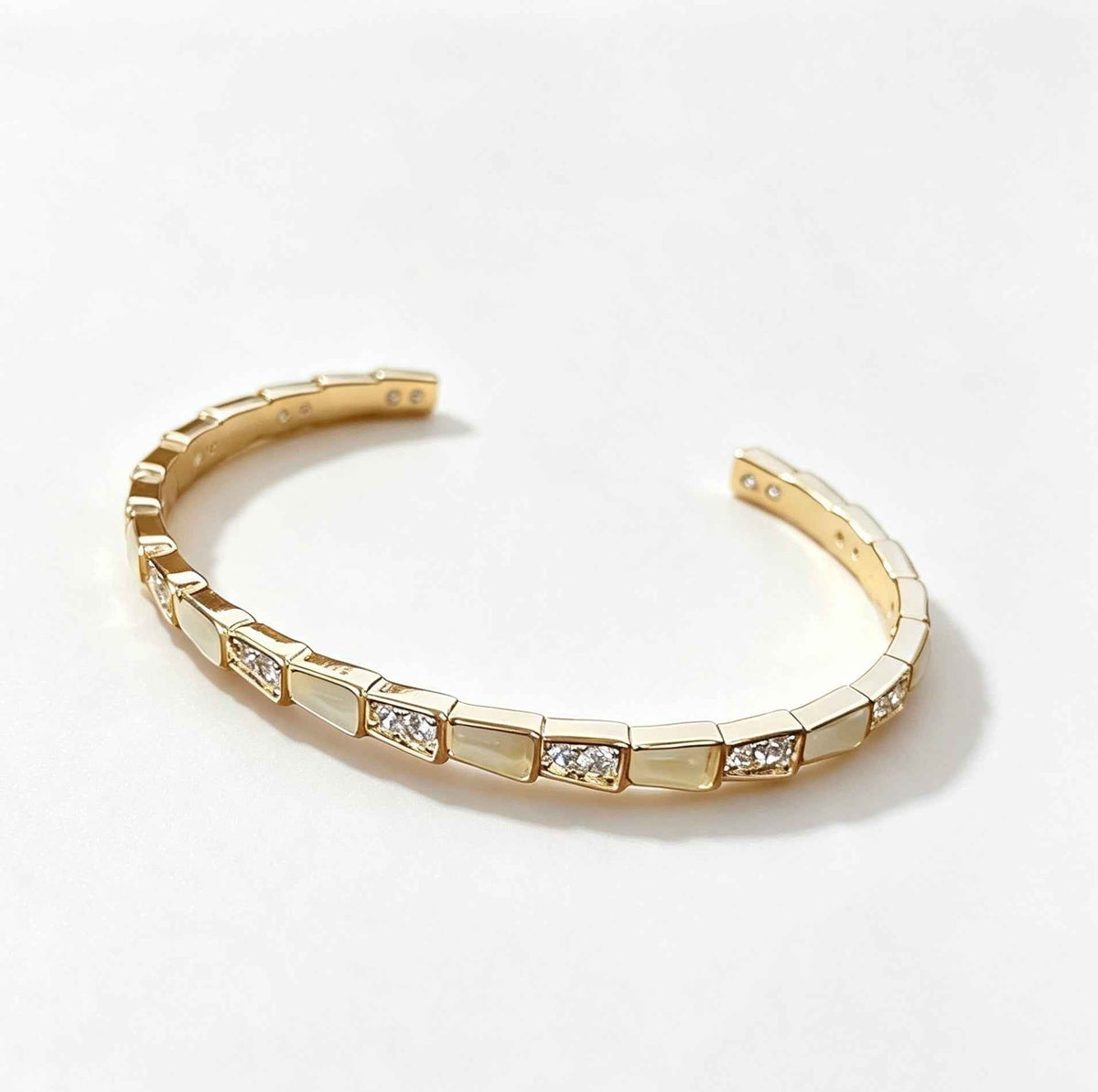 Elevate Your Style with the Zirconia Trapezoid Open Cuff Bracelet - Luxe Gold-tone Elegance - Luumina