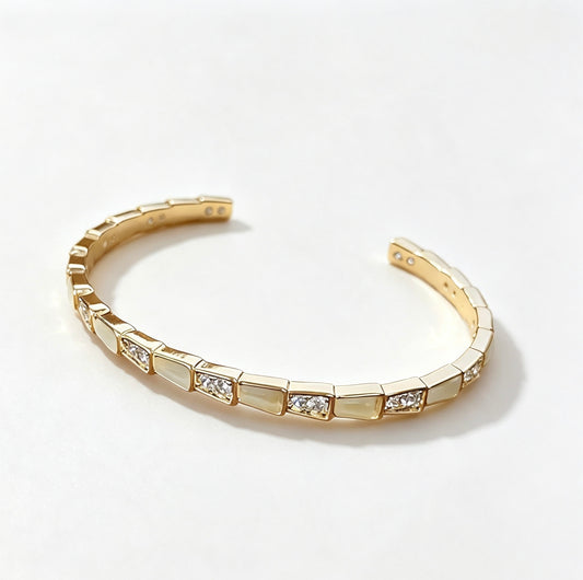 Zirconia Trapezoid Open Cuff Bracelet | Gold-tone – Luxe & Elegant