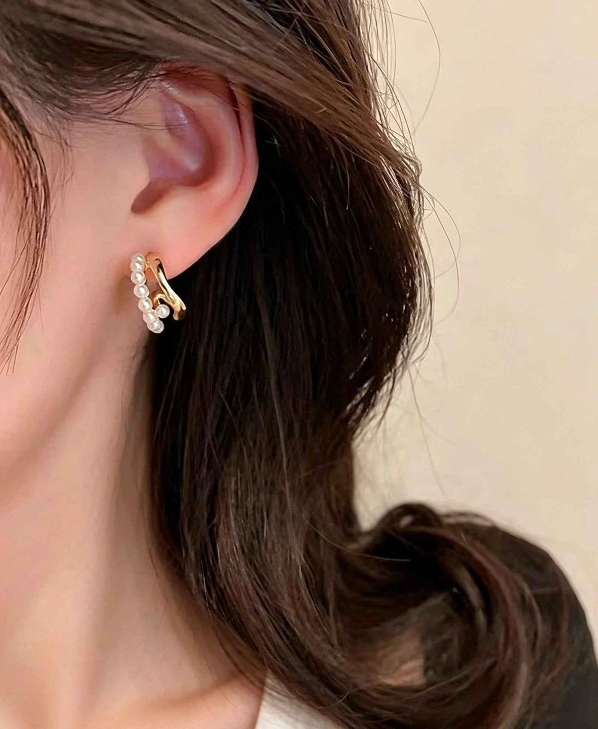 Elevate Your Style with Elegant Pearl Double-C Stud Earrings