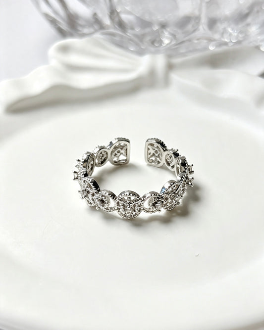 Zirconia Hollow Round Open Ring | Adjustable – Minimalist & Elegant