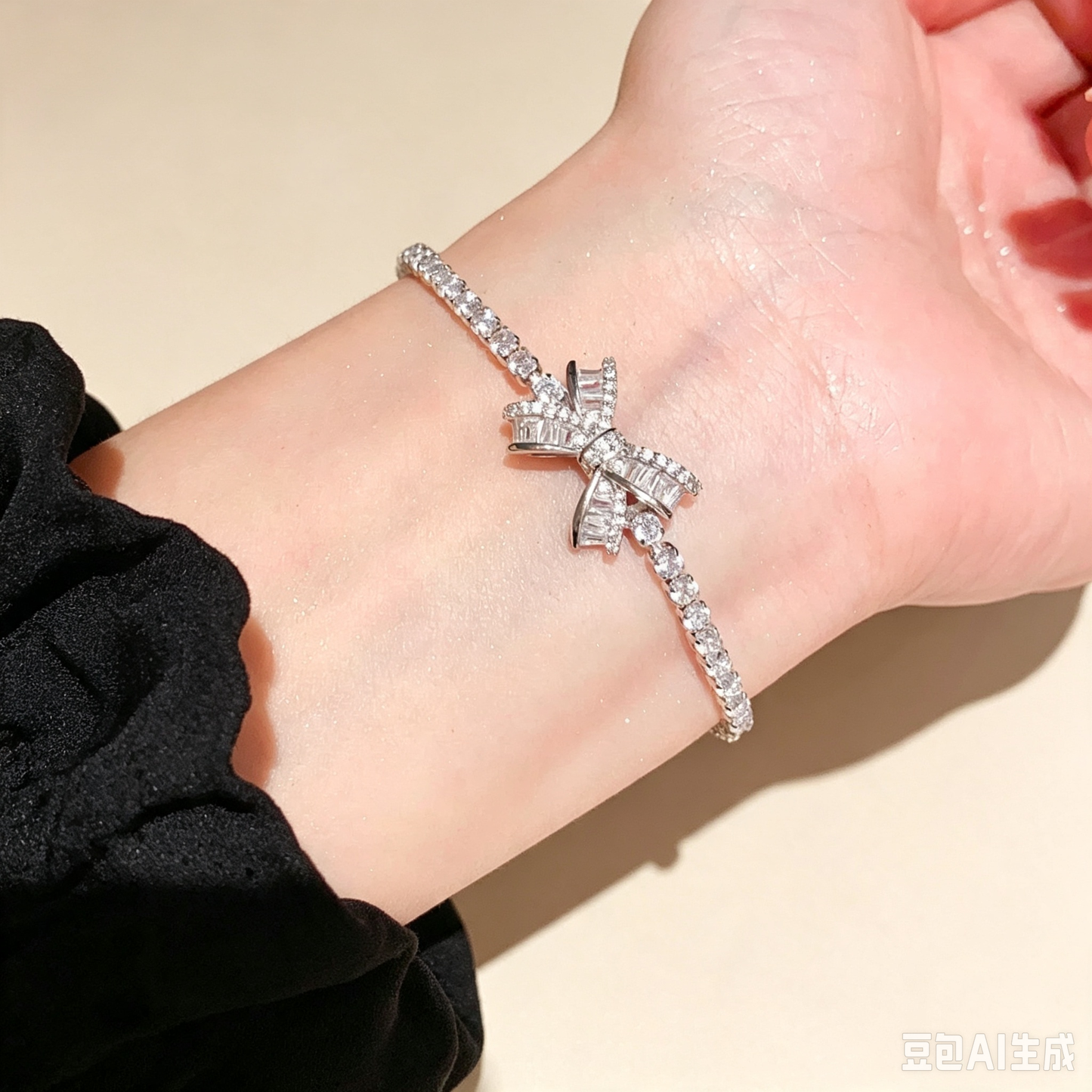 Zirconia Bow Knot Tennis Bracelet | Adjustable – Sparkling & Elegant