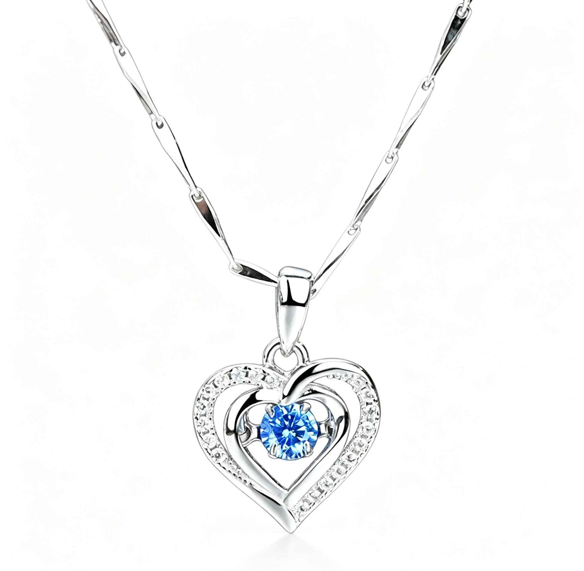 Heart of the Ocean Necklace | S925 Sterling Silver Zircon Heart Pendant