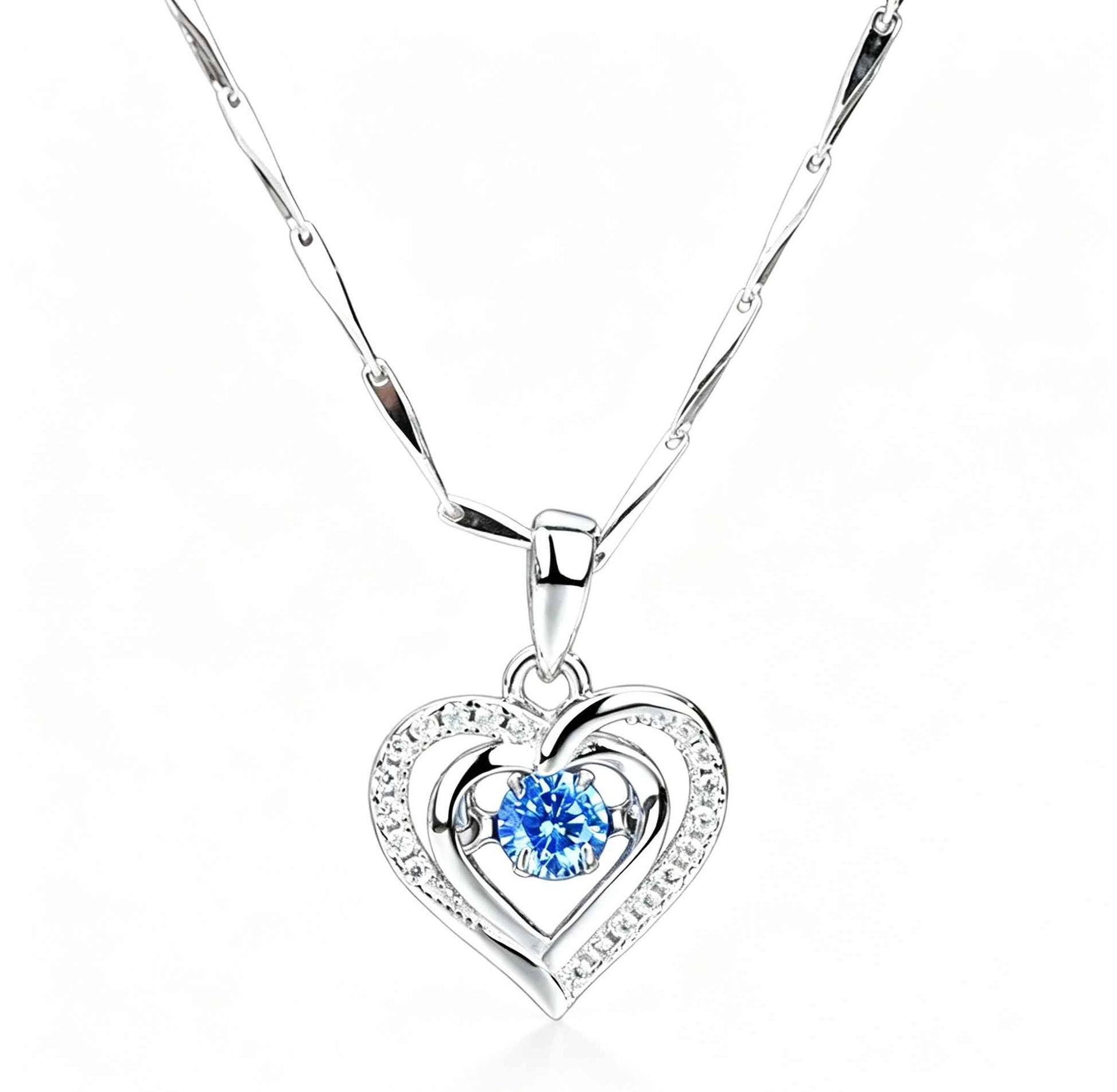 Heart of the Ocean Necklace | S925 Sterling Silver Zircon Heart Pendant