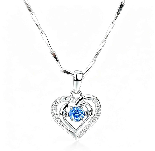 Heart of the Ocean Necklace | S925 Sterling Silver Zircon Heart Pendant