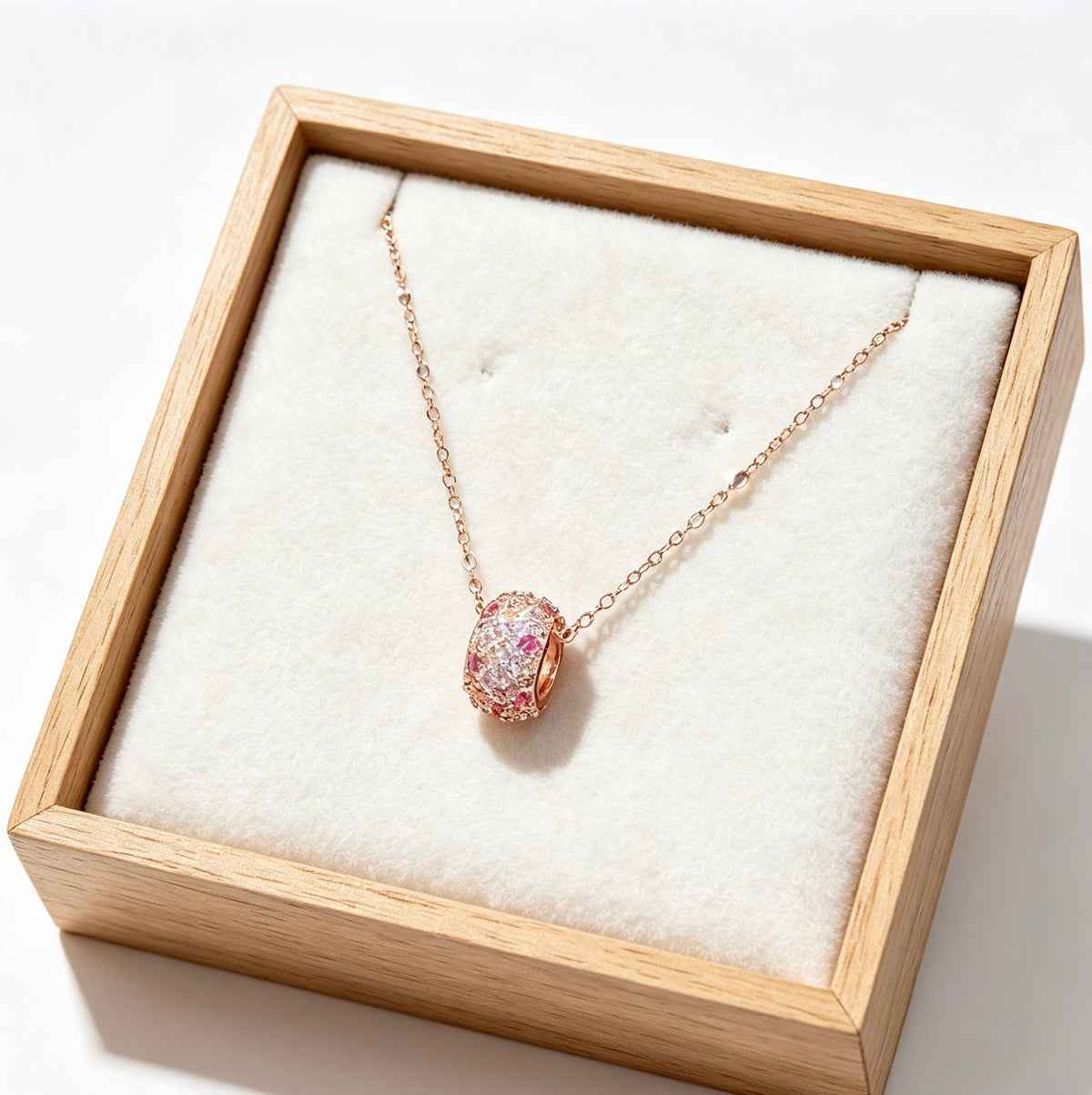 French Vintage Rose Jewelry Set | 18K Rose Gold Plated Necklace & Ring